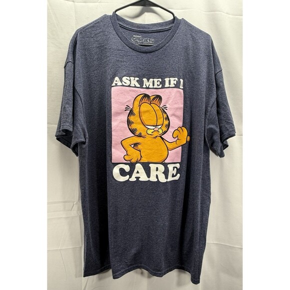 Garfield Short Sleeve Gray T Shirt-Ask Me If I Care-Size XL - Picture 1 of 5